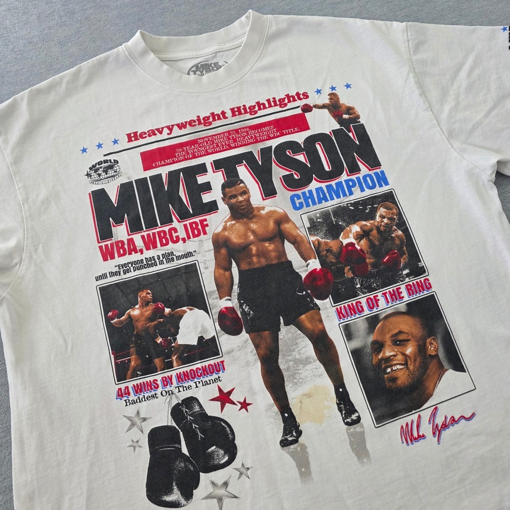 Mike Tyson Heavyweight Highlights Graphic Tee White Mens XL Boxing Shirt 0351